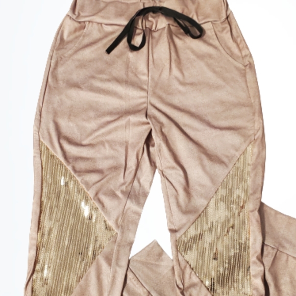 NWOT Sequin jacket and pants set-Tan - Picture 4 of 7